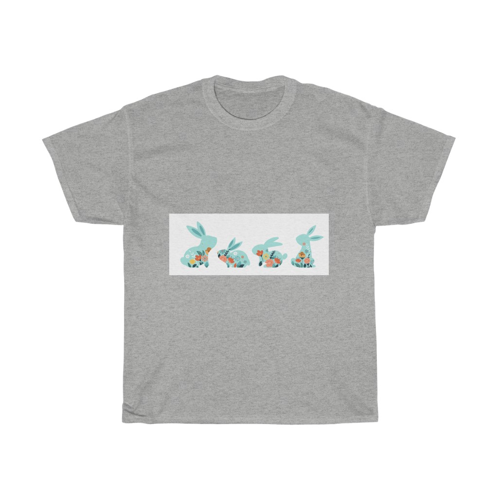 Unisex Heavy Cotton Tee -Floral Bunny - Image 3