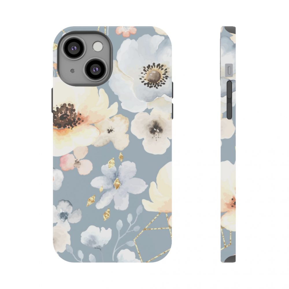 Blue Phone Case with Floral Design