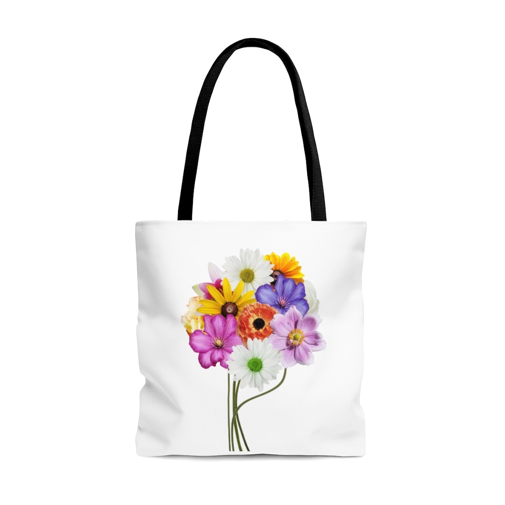Floral Heart Tote with Black Handle
